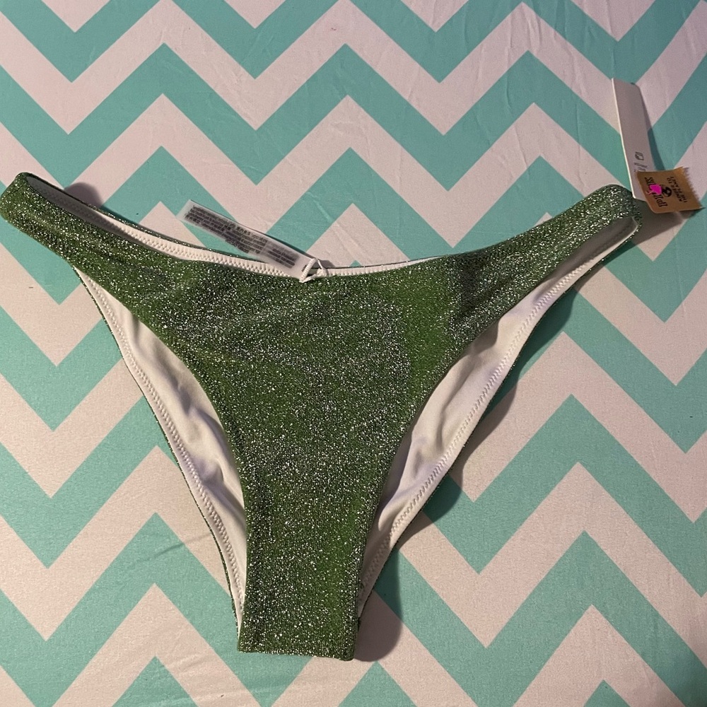 Pink green shiny bikini bottom